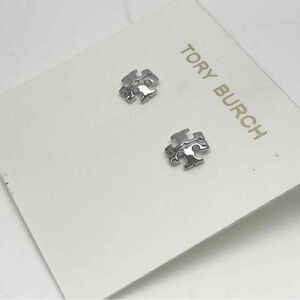 Tory Burch Kira Stud Silver Tone Earrings